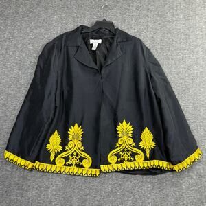 Victor Costa Occasion Silk Cardigan Jackey Size 2X Black Gold Embroidered